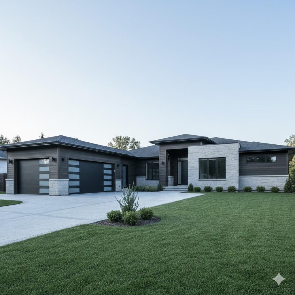 Modern house with garage door